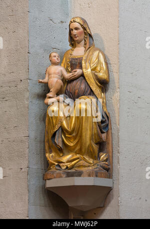 Konstanz, Münster, Gotische Madonna bin Pappelholz Vierungspfeiler, um 1270 Stockfoto