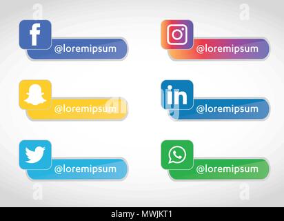 Social media Icons einstellen. Logo Vektor Illustrator. Facebook, Instagram, Whatsapp, Stock Vektor