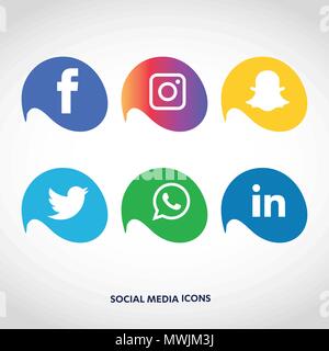 Social media Icons einstellen. Logo Vektor Illustrator. Facebook, Instagram, Whatsapp, Stock Vektor