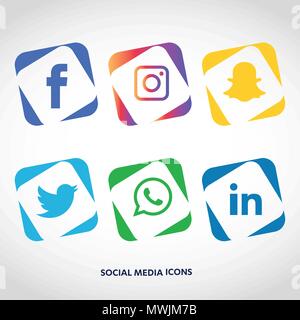 Social media Icons einstellen. Logo Vektor Illustrator. Facebook, Instagram, Whatsapp, Stock Vektor