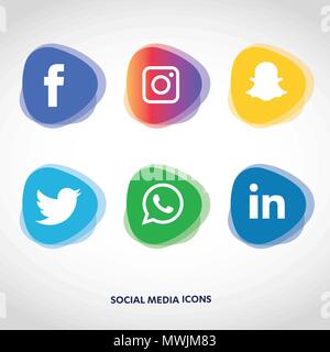 Social media Icons einstellen. Logo Vektor Illustrator. Facebook, Instagram, Whatsapp, Stock Vektor