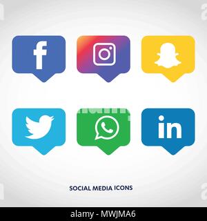Social media Icons einstellen. Logo Vektor Illustrator. Facebook, Instagram, Whatsapp, Stock Vektor