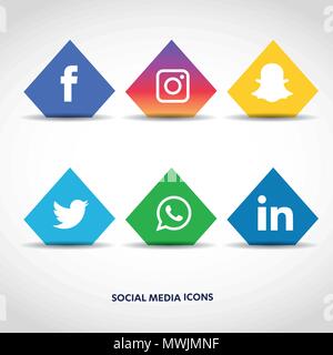 Social media Icons einstellen. Logo Vektor Illustrator. Facebook, Instagram, Whatsapp, Stock Vektor