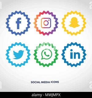 Social media Icons einstellen. Logo Vektor Illustrator. Facebook, Instagram, Whatsapp, Stock Vektor