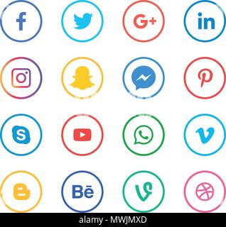 Social media Icons einstellen. Logo Vektor Illustrator. Facebook, Instagram, Whatsapp, Stock Vektor