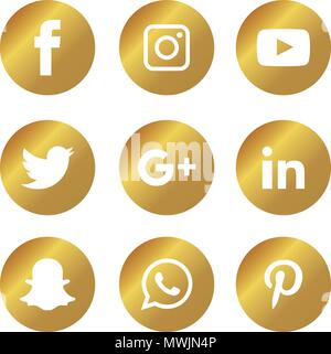 Social media Icons einstellen. Logo Vektor Illustrator. Facebook, Instagram, Whatsapp, Stock Vektor