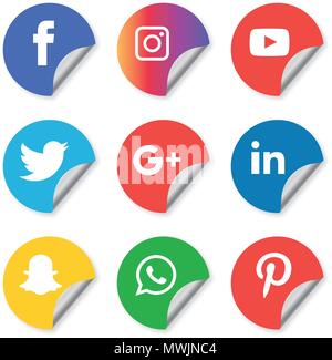 Social media Icons einstellen. Logo Vektor Illustrator. Facebook, Instagram, Whatsapp, Stock Vektor