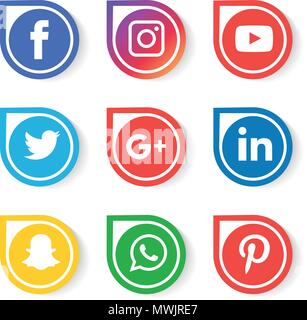 Social media Icons einstellen. Logo Vektor Illustrator. Facebook, Instagram, Whatsapp, Stock Vektor