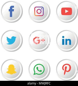 Social media Icons einstellen. Logo Vektor Illustrator. Facebook, Instagram, Whatsapp, Stock Vektor