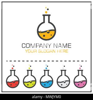 Labor Flasche mit flüssigem Vektor Logo Design für Wissenschaft Unternehmen oder Labor Stock Vektor
