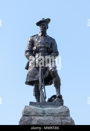 Die Kilted Scotsman der 51 (Highland) Abteilung Memorial, Newfoundland Memorial Park, Somme, Frankreich Stockfoto