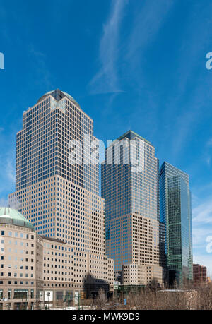 225 Liberty Street, 200 Vesey Street und 200 West Street Gebäuden (World Financial Center), New York City, USA Stockfoto