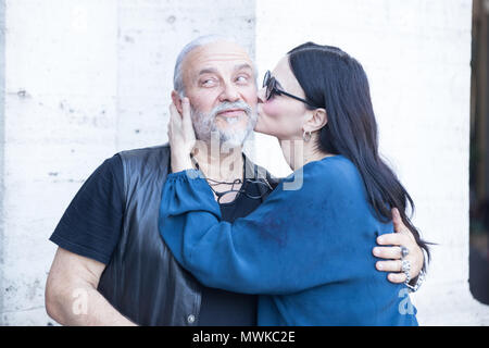 Rom, Italien. 01 Juni, 2018. Sergio Stivaletti und Romina Mondello während der fotoauftrag der italienischen Film "Rabbia Furiosa - äh Canaro 'Credit: Matteo Nardone/Pacific Press/Alamy leben Nachrichten Stockfoto