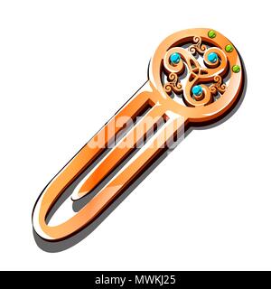 Golden Hair Pin auf einem weißen Hintergrund. Vector Illustration. Stock Vektor