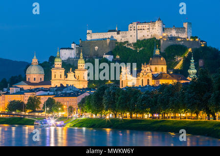 Festung Hohensalzburg (Festung Hohensalzburg), entlang der Salzach in Salzburg, Österreich Stockfoto