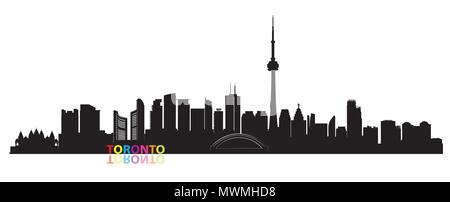 Kanada die Skyline der Stadt. Toronto Sehenswürdigkeiten Stadtbild. Reisen Hintergrund. Tourismus Konzept mit modernen Gebäuden Stock Vektor