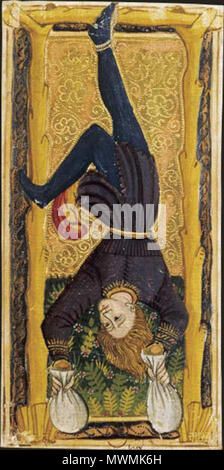 . Charles VI (oder Gringonneur) Deck; Le tarot dit de Charles VI. 15. Jahrhundert. Unbekannt 476 Pendu tarot Charles 6. Stockfoto