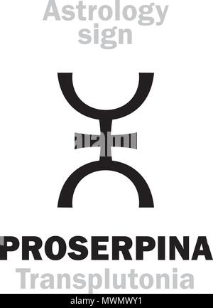 Astrologie Alphabet: PROSERPINA (Transplutonia/Persephona), Supreme hypothetischen Super-fernen Planeten (hinter Pluto). Hieroglyphen Charakter anmelden. Stock Vektor