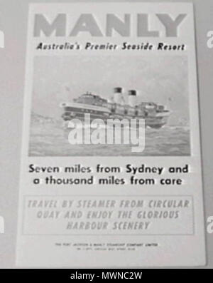. Port Jackson und Manly Steamship Company Werbung. 1938. Port Jackson und Manly Steamship Company 486 PJMS Unternehmen ad2 Stockfoto