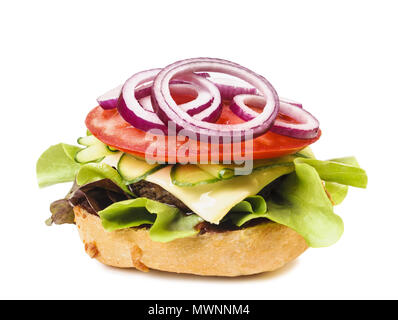 frische leckere Burger isoliert auf weißem Hintergrund Stockfoto