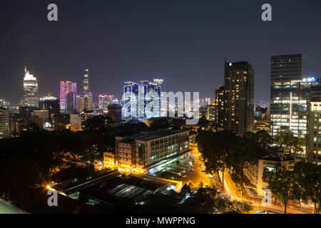 Night Skyline, Ho Chi Min City, Vietnam Stockfoto