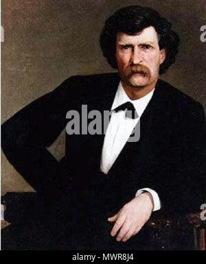 . Hirse ist 1877 Portrait von Autor Samuel L. Clemens (Mark Twain). Clara Clemens Gabrilowitsch spendete die Hochformat für die Hannibal, Missouri, Kostenfreie öffentliche Bibliothek. 1877. Francis Davis Millet aka Frank Hirse (1846-1912) 541 Samuel L Clemens (Mark Twain), von Frank Hirse, 1877 Stockfoto