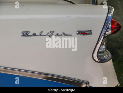 Die klassische Optik eines Chevy Belair fin Rückleuchten aus den 1950er-Jahren. Stockfoto