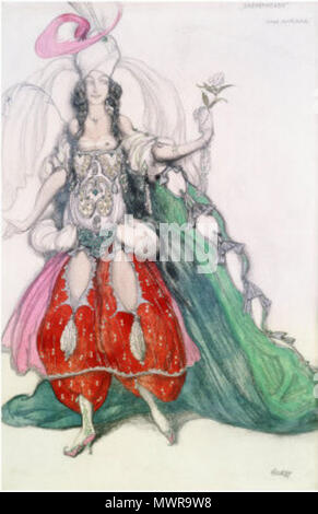 . Эскиз костюма к балету" Шахерезеда" ,1910 Kostüme für Scheherazade: Zobeide (Jane Marnac). 20. Bakst 546 Scheherazade von L. Bakst, 08. Stockfoto