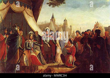 . Die Belagerung von Lissabon durch D.Afonso Henriques (1840), Öl auf Leinwand (1070 x 800 mm) von Joaquim Rodrigues Braga (1793-1853) 557 Belagerung von Lissabon-muslimischen Übergabe Stockfoto