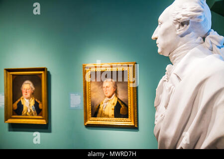 Washington DC, National Portrait Gallery, Donald W, Reynolds Center for American Art & Portraiture, Marquis De Lafayette, Marmorbüste, Gemälde, American Re Stockfoto
