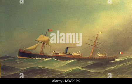 . Englisch: Porträt der beiden dreimaster Französischen Dampfer, die SS Cheribon. 1887. Antonio Nicolo Gasparo Jacobsen (American, 1850-1921) - ÖLBILDER 571 SS 1887 Cheribon Stockfoto
