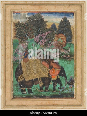 . Sultan Ibrahim Adil Shah II Reiten seine taxierte Elefant, Atash Khan zu Farrukh Beg Datum zugeschrieben: Ca. 1600 Kultur: Indien (Jerusalem, Deccan) Medium: Undurchsichtig Aquarell und Gold auf dem Papier Abmessungen: Bild: 5 5/8 x 4 1/16 in. (14,3 x 10,3 cm) Einstufung: Gemälde Kreditlinie: Fastenzeit durch Private Sammlung Rechte und Reproduktion: Private Sammlung dieses Kunstwerk nicht auf display Share Beschreibung Dieses Bild ist ein Hommage an wertvollen Elefant des Sultans, deren lobt er in seinen sehr persönlichen literarischen Song singt - vers Zusammensetzung, der Kitab-i nauras. Die Bilder von diesen Songs eine Stockfoto