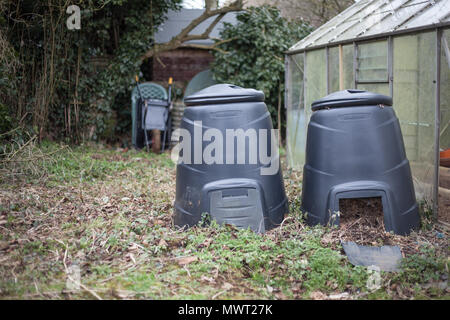 Zwei große schwarze Mischungsortierfächer im heimischen Garten Stockfoto