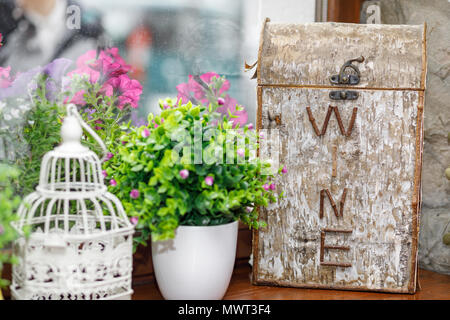 Hochzeit Dekorationen für Tisch im rustikalen Stil Stockfoto