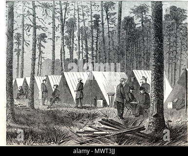 . Englisch: General Sherman Hauptsitz im März auf das Meer. 1864. Harper's Weekly. Français: Le Quartier général de Sherman lors de La Marche vers la mer. Tiefdruck de 1864, parue dans le Harper's Weekly. 1864. Unbekannt 555 Sherman - März - Meer - Hauptsitz Stockfoto