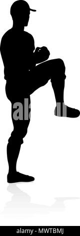 Baseball Player Silhouette Stock Vektor