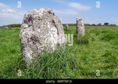 Merry Maidens Steinkreis in der Nähe von Penzance, Cornwall, Großbritannien Stockfoto