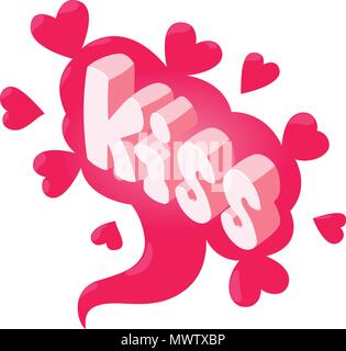 Sprechblasen-symbol Kiss, isometrische Stil Stock Vektor