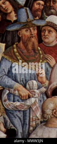 . Despot Thomas, detail Pintoriccio Fresko von Pius II. in Ancona, Italien C. 1471 Piccolomini Bibliothek der Dom von Siena. 2. April 2009. Unbekannt 605 Thomas Palaiologos Stockfoto