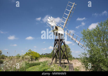 Blick auf Clayrack Entwässerung Mühle am Fluss Ant, Norfolk Broads, England, Großbritannien Stockfoto