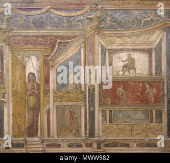 . Italiano: Stuck Policromo, Museo Archeologico Nazionale di Napoli (Inv. nr. 9595). Da Pompeji, Casa di Meleagro. 19. Juli 2009. 579 Stuck Policromo Olivierw Stockfoto