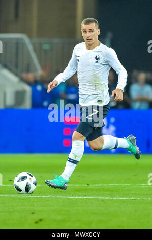 Nizza, Frankreich. 1. Juni 2018. Fußball-Fußball-International freundlich - Frankreich vs Italien - Allianz Riviera, Nizza, Frankreich - 1. Juni 2018 Frankreich Antoine Griezmann in Aktion Quelle: BTWImages Sport/Alamy leben Nachrichten Stockfoto