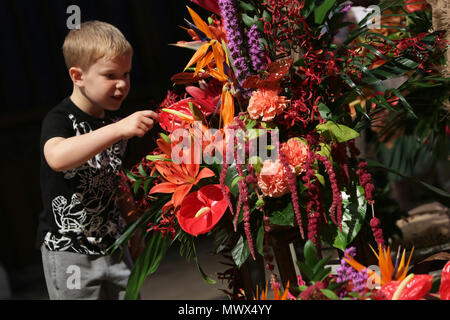 Chichester, Großbritannien. 2. Juni 2018. Das Fest der Blumen Veranstaltung in der Kathedrale von Chichester, West Sussex, UK. Abgebildet ist die Handlung von der Veranstaltung. Samstag, 2. Juni 2018 © Sam Stephenson/Alamy Leben Nachrichten. Stockfoto