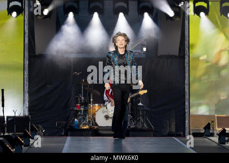 Die Rolling Stones live auf der Bühne während der Tour kein Filter in der Ricoh Arena in Coventry, Großbritannien, Juni 2018 2. Stockfoto