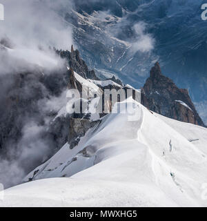 Auf der Suche der Grat in das Vallée Blanche, Chamonix, Haute Savoie, Rhone Alpes, Frankreich Stockfoto