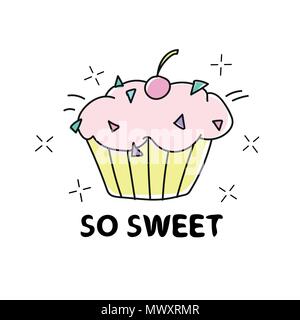 Süße cupcake Illustration Design - Textil Grafik drucken Stock Vektor