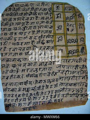 . Englisch: Zwei-seitig Yantra Karten, bequem tragbaren (Kerala, 18 C.?) Quelle: ebay, Mai 2005. Kerala, 18.?. Unbekannt 618 2-seitig Yantra Karten, bequem tragbaren 04. Stockfoto