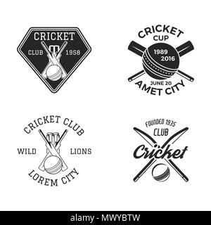 Cricket logo, Sport Vorlage Embleme Elemente - Kugel, bat. Verwenden Sie als Symbole, Abzeichen, Aufkleber Designs oder Drucken. Cricket logo Grafik. Stock illustration Sport Meisterschaft isoliert Stockfoto