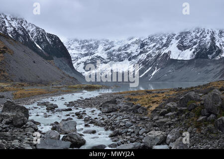 Querformat vor erreicht Mueller Gletscher in South Island, Neuseeland Stockfoto