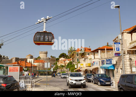 Die Dubrovnik Seilbahn zum Berg Srd, Kroatien. Stockfoto